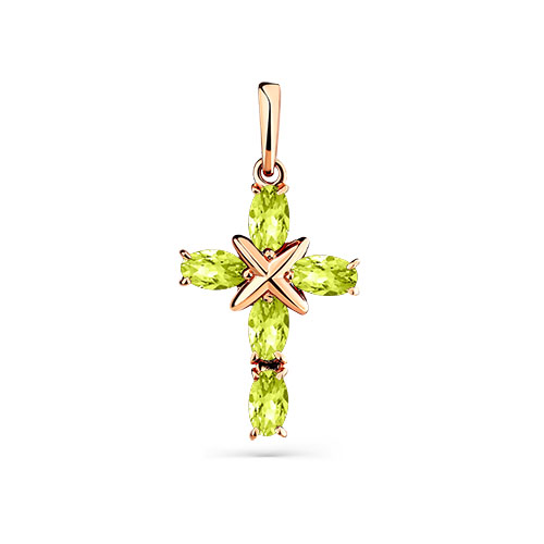 Крест, золото, хризолит, 04-1-037-0800-010